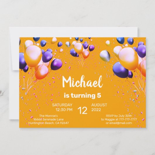 Bunte Balloons Geburtstagsfeier Einladung (Vorderseite)
