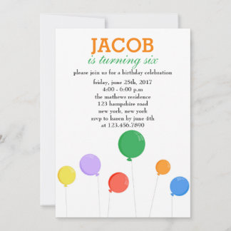 Bunte Balloons Geburtstagsparty Einladung