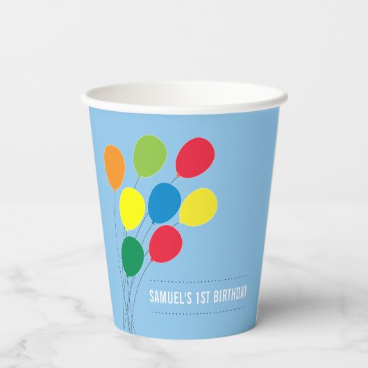 Bunte Balloons-Geburtstagsparty Pappbecher (Rückseite)