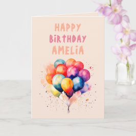 Bunte Balloons Kinder glücklich zum Geburtstag Karte