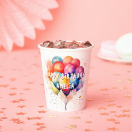Bunte Balloons Kinder glücklich zum Geburtstag Pappbecher