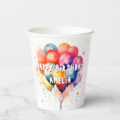 Bunte Balloons Kinder glücklich zum Geburtstag Pappbecher (Rückseite)