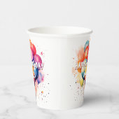 Bunte Balloons Kinder glücklich zum Geburtstag Pappbecher (Rechts)