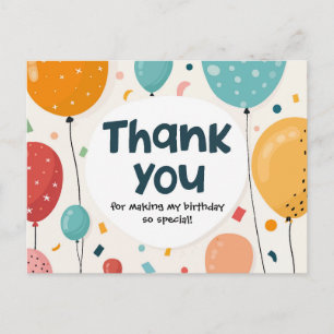 Bunte Balloons und Confetti Geburtstag Vielen Dank Postkarte