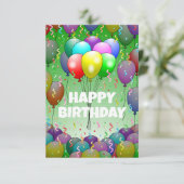 Bunte Balloons und Confetti Karte (Stehend Vorderseite)
