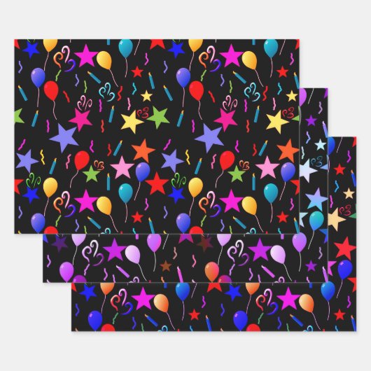 Bunte Balloons und Stars Geschenkpapier Set (Set)