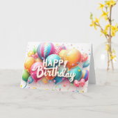 Bunte Balloons zum Geburtstag wünschen Karte (Gelbe Blume)