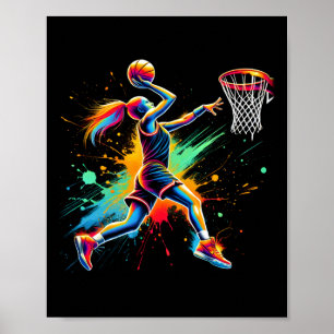 Bunte Basketball-Spielerinnen Poster