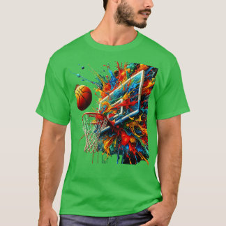 Bunte Basketball-Tie-Dye-Farbspritzer-Korbbogen T-Shirt