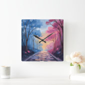 Bunte Bäume Quadratische Wanduhr (Zuhause)
