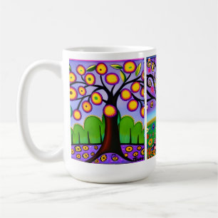 Bunte Bäume   Volkskunst   Whimsical AI-Kunst Kaffeetasse
