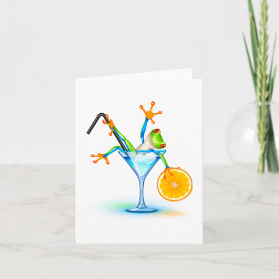 Bunte Baumfrosch-Cocktail-Glas Karte