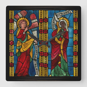 Bunte Bekanntgabe mit Maria und Gabriel Quadratische Wanduhr