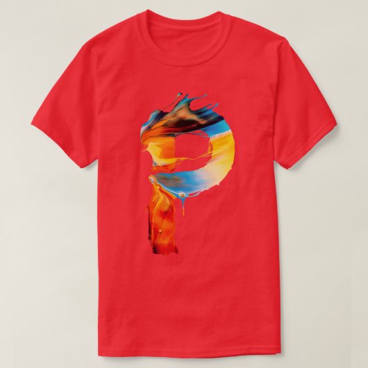 Bunte bemalte Initiale Buchstabe P T-Shirt (Design vorne)