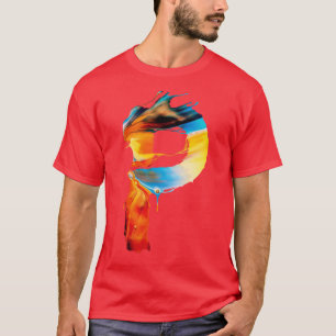 Bunte bemalte Initiale Buchstabe P T-Shirt