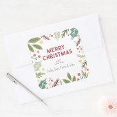 Bunte Berry Foliage Frohe Weihnachtsgeschenke Quadratischer Aufkleber (Umschlag)