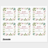 Bunte Berry Foliage Frohe Weihnachtsgeschenke Quadratischer Aufkleber (Blatt)