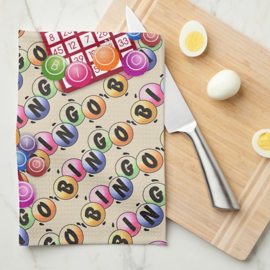 Bunte Bingo-Karten Geschirrtuch (Viertel Falte)