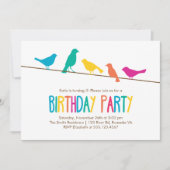Bunte Birds Geburtstagsparty Einladung (Vorderseite)