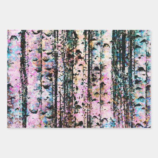 Bunte Birkenwälder Geschenkpapier Set (Vorderseite 2)