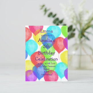 Bunte Birthday Balloon Party Einladung