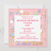 Bunte Blasen-1. Geburtstags-Party Einladung (Rückseite)