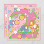 Bunte Blasen-2. Geburtstags-Party Einladung (Vorne/Hinten)