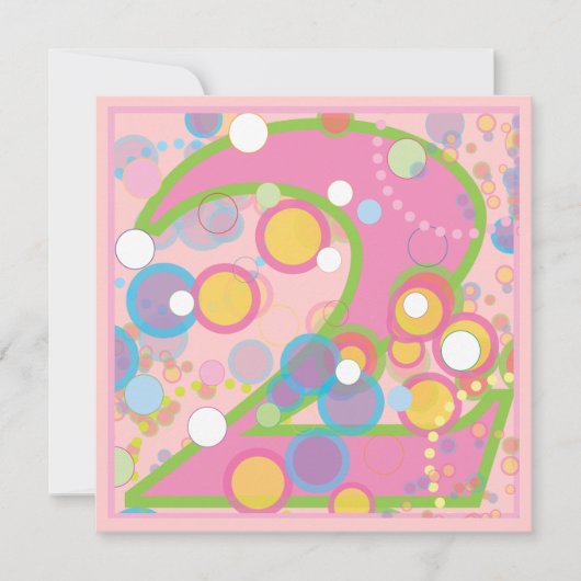 Bunte Blasen-2. Geburtstags-Party Einladung (Vorderseite)