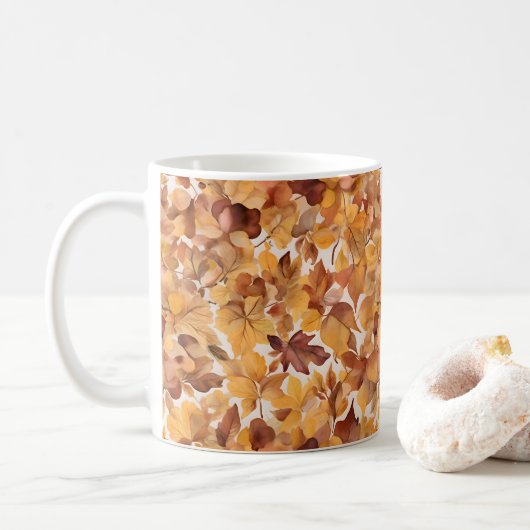 Bunte Blattfarben Kaffeetasse (Mit Donut)