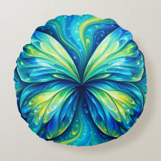 Bunte Blaue, Gelbe, Schwarze Runde Kissen