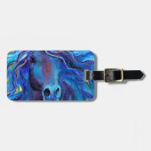 Bunte blaue Pferdearaberkunst Gepäckanhänger (Vorderseite horizontal)