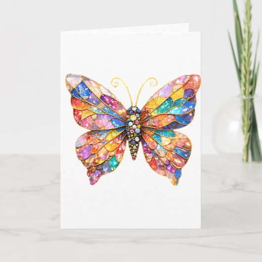 Bunte Bleiglas-Schmetterling Karte (Vorderseite)