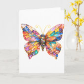 Bunte Bleiglas-Schmetterling Karte (Gelbe Blume)