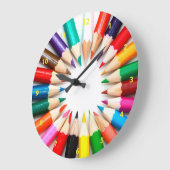 Bunte Bleistifte Große Wanduhr (Winkel)