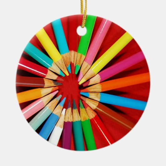 Bunte Bleistiftzeichenstift-Weihnachtsverzierung Keramik Ornament (Vorne)