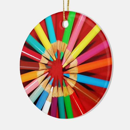 Bunte Bleistiftzeichenstift-Weihnachtsverzierung Keramik Ornament (Links)