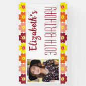Bunte Blume 30. Foto Geburtstagsparty Banner (Vertikal)