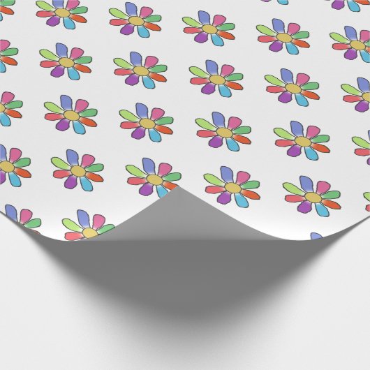 Bunte Blume auf irgendeiner Farbe Geschenkpapier (Ecke)
