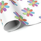 Bunte Blume auf irgendeiner Farbe Geschenkpapier (Rolleneckpunkt)