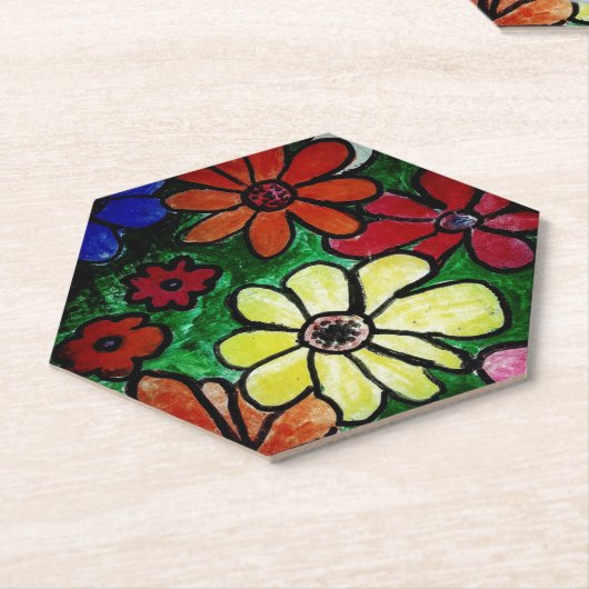 bunte Blume blühen Untersetzer (angewinkelt)