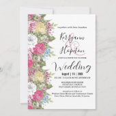 Bunte Blume blüht Hochzeit Einladung (Vorderseite)