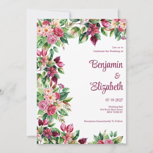 Bunte Blume Einladung (Vorderseite)