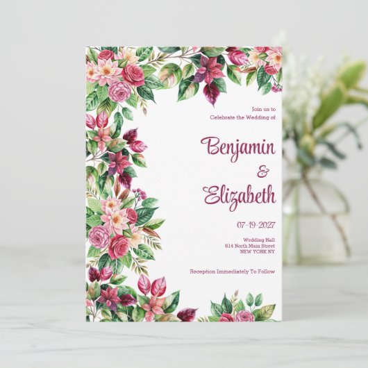 Bunte Blume Einladung (Stehend Vorderseite)