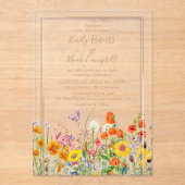 Bunte Blume Hochzeit Acryleinladungen (Vorderseite)