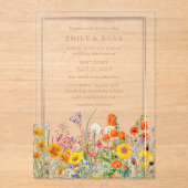 Bunte Blume Hochzeit Acryleinladungen (Vorderseite)