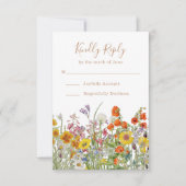 Bunte Blume Hochzeit RSVP Karte (Vorderseite)