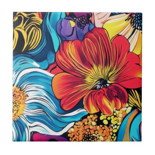 Bunte Blume iPhone-Hülle Fliese (Vorderseite)