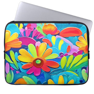 Bunte Blume Kraft Malerei Laptopschutzhülle