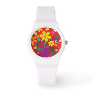 Bunte Blume Macht Rot Armbanduhr