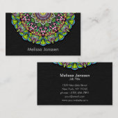 Bunte Blume - Mandala Visitenkarte (Vorne/Hinten)